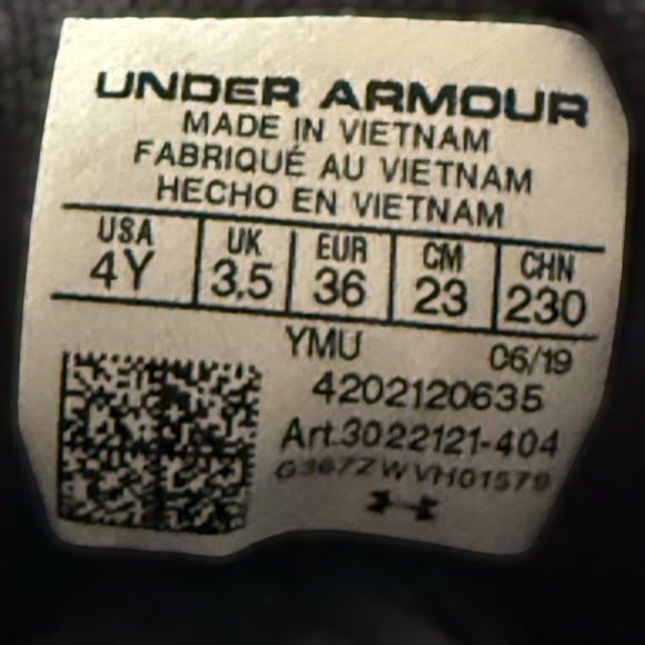 UNDER ARMOUR Kids Blue and Yellow Sneakers • Size 4Y - Picture 12 of 13